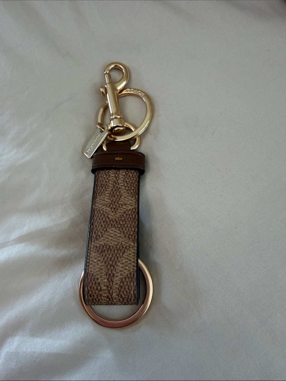 Coach Brown Signature Canvas Key Holder with Gold Hardware - Picture 4 of 4